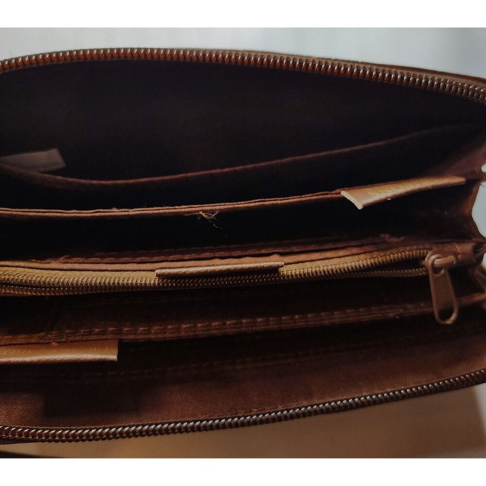 Brown Faux Croc Zip Wallet Vinyl Organizer Credit Card Holder Money Compartment - Picture 14 of 14